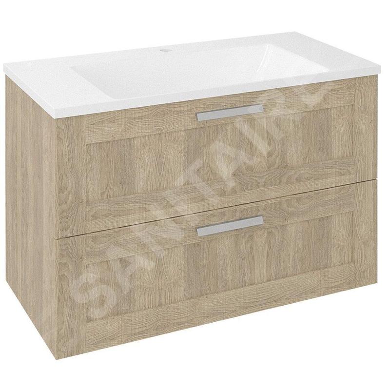 Sapho Amia - Meuble lavabo 890x600x450 mm, 2 tiroirs, chêne Texas AM090-2020