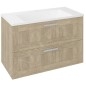 Sapho Amia - Meuble lavabo 890x600x450 mm, 2 tiroirs, chêne Texas AM090-2020