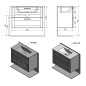 Sapho Amia - Meuble lavabo 890x600x450 mm, 2 tiroirs, chêne Texas AM090-2020