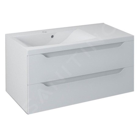 Sapho Wave - Meuble lavabo 900x450x480 mm, gauche, 2 tiroirs, blanc WA092-3030