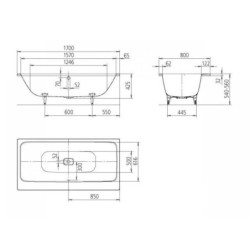 Kaldewei Avantgarde - Baignoire rectangulaire Asymmetric Duo 740, 1700x800 mm, antidérapante, blanche 274030000001