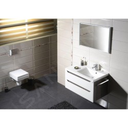 Sapho Wave - Meuble lavabo, 900x450x480 mm, droite, 2 tiroirs, blanc/chêne argenté WA093-3011