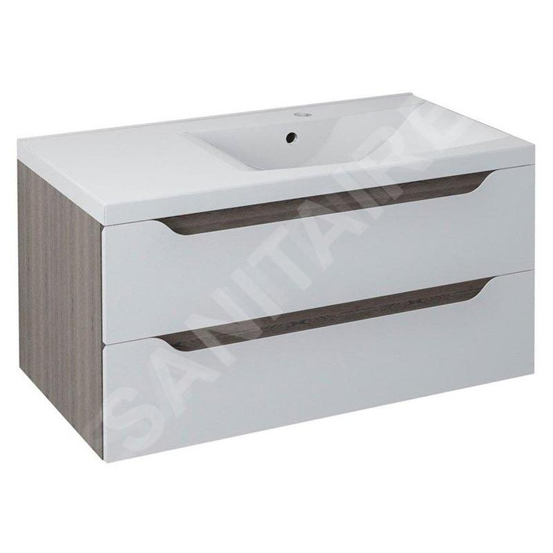 Sapho Wave - Meuble lavabo, 900x450x480 mm, droite, 2 tiroirs, blanc/mali wenge WA093-3021 Sapho Wave - Meuble lavabo, 900x450x480 mm, droite, 2 tiroirs, blanc/mali wenge WA093-3021