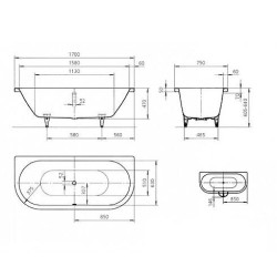 Kaldewei Avantgarde - Centro Duo 2 131, 1700x750 mm, blanc 283100010001