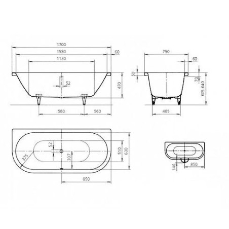 Kaldewei Avantgarde - Centro Duo 2 131, 1700x750 mm, blanc 283100010001