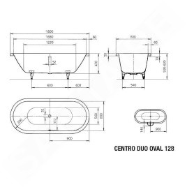 Kaldewei Avantgarde - Baignoire Centro Duo Oval 128, 1800x800 mm, antidérapante sur toute la surface, blanche 282834010001