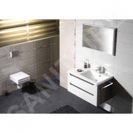 Sapho Wave - Meuble lavabo, 900x450x480 mm, droite, 2 tiroirs, blanc/mali wenge WA093-3021