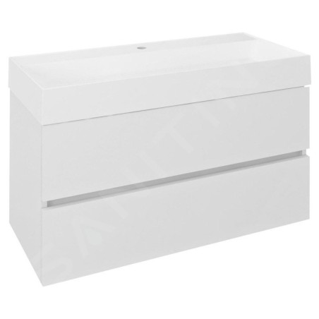 Sapho Odetta - Meuble-vasque, 950x500x435 mm, 2 tiroirs, blanc brillant DT100-3030