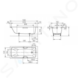 Kaldewei Advantage - Baignoire Cayono Star 753, 1500x700 mm, avec trous pour poignées, antidérapante, blanche 275334010001