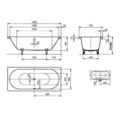 Kaldewei Ambiente - Baignoire rectangulaire Classic Duo 103, 1600x700 mm, antidérapant, effet Perl, blanc 290330003001