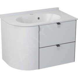 Sapho Pulse - Meuble lavabo d´angle, 750x520x450 mm, version gauche, blanc/anthracite PU076-3034