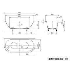 Kaldewei Avantgarde - Centro Duo 2 135, 1800x800 mm, antidérapant, blanc 283530000001