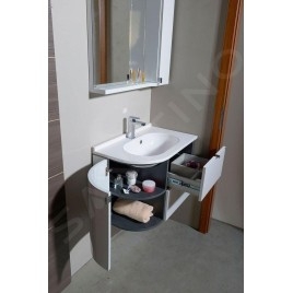 Sapho Pulse - Meuble lavabo d´angle, 750x520x450 mm, version gauche, blanc/anthracite PU076-3034