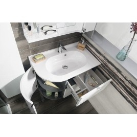 Sapho Pulse - Meuble lavabo d´angle, 750x520x450 mm, version gauche, blanc/anthracite PU076-3034