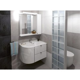 Sapho Pulse - Meuble lavabo d´angle, 750x520x450 mm, version gauche, blanc/anthracite PU076-3034