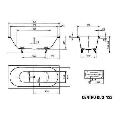 Kaldewei Avantgarde - Centro Duo 133, 1800x800 mm, blanc 283300010001