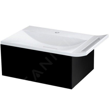 Sapho Composition - Meuble lavabo Zeus, 600x260x450 mm, 1x tiroir, noir ZE070-3535