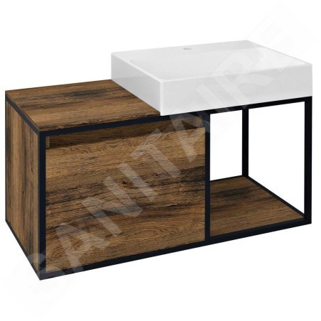 Sapho Skara - Meuble lavabo, 1000x495x465 mm, Collingwood chêne/noir mat CG004-1919