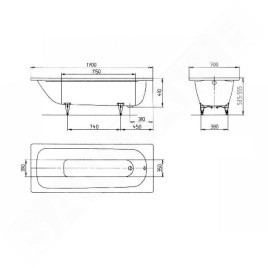 Kaldewei Advantage - Baignoire rectangulaire Saniform Plus 363-1, 1700x700 mm, antidérapante, blanche 111830000001