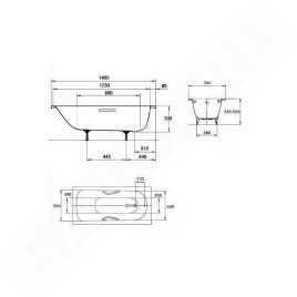 Kaldewei Advantage - Baignoire rectangulaire Saniform Plus 360-1, 1400x700 mm, antidérapante sur toute la surface, effet Perl,