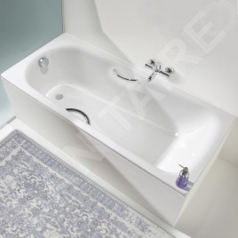 Kaldewei Advantage - Baignoire Saniform Plus Star 330, 1400x700 mm, avec trous pour les poignées, effet Perl, blanc 133000013001