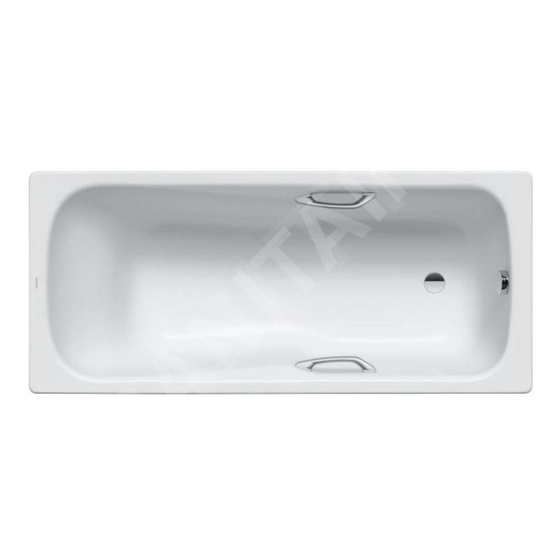 Kaldewei Advantage - Baignoire rectangulaire Saniform Plus Star 336, 1700x750 mm, avec trous pour poignées, effet Perl, blanc