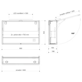 Sapho Cloe - Armoire miroir avec éclairage LED, 800x500x180 mm, blanc CE080-0030