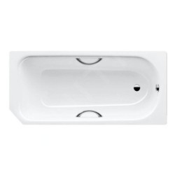 Kaldewei Advantage - Baignoire rectangulaire Saniform V1 Star 332, 1600x700 mm, avec trous pour poignées, effet Perl, blanc