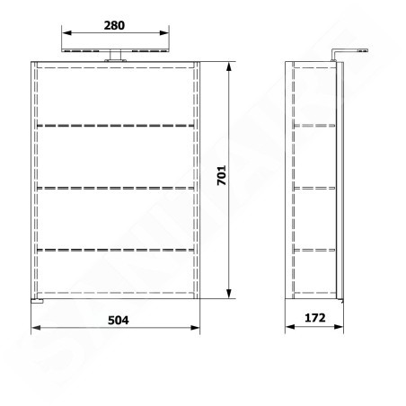 Sapho Riwa - Armoire miroir avec éclairage LED, 504x701x172 mm, blanc brillant RIW050-0030