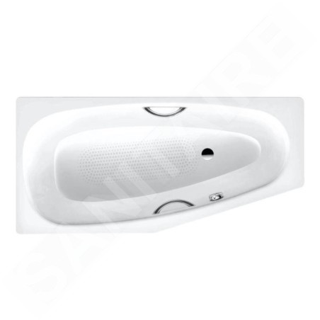 Kaldewei Advantage - Baignoire asymétrique Mini Star droite 835, 1570x700/475 mm, avec trous pour poignées, antidérapant sur