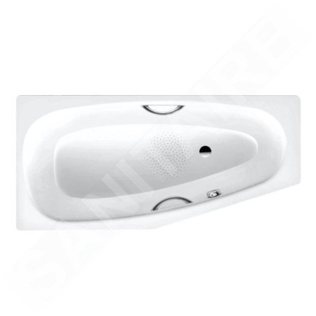 Kaldewei Advantage - Baignoire asymétrique Mini Star droite 835, 1570x700/475 mm, avec trous pour poignées, antidérapant, effet