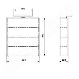 Sapho Riwa - Armoire avec miroir avec éclairage LED, 600x700x170 mm, blanc brillant RIW060-0030