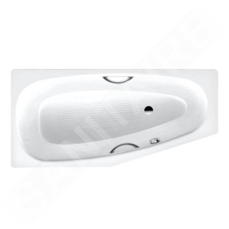 Kaldewei Advantage - Baignoire asymétrique Mini Star droite 831, 1570x750/500 mm, avec trous pour poignées, antidérapant sur