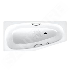 Kaldewei Advantage - Baignoire asymétrique Mini Star droite 831, 1570x750/500 mm, avec trous pour poignées, antidérapant, blanc
