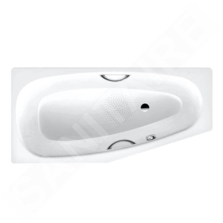 Kaldewei Advantage - Baignoire asymétrique Mini Star droite 831, 1570x750/500 mm, avec trous pour poignées, antidérapant, blanc