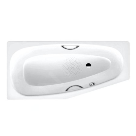 Kaldewei Advantage - Baignoire asymétrique Mini Star droite 831, 1570x750/500 mm, avec trous pour les poignées, antidérapant,