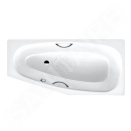 Kaldewei Advantage - Baignoire asymétrique Mini Star gauche 837, 1570x700/475 mm, avec trous pour poignées, antidérapant, effet