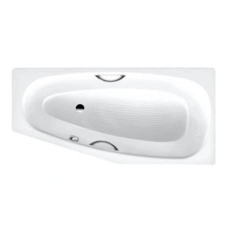 Kaldewei Advantage - Baignoire asymétrique Mini Star gauche 833, 1570x750/500 mm, avec trous pour poignées, antidérapant sur