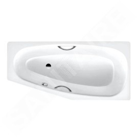 Kaldewei Advantage - Baignoire asymétrique Mini Star gauche 833, 1570x750/500 mm, avec trous pour poignées, antidérapant, blanc