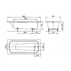 Kaldewei Ambiente - Baignoire rectangulaire Dyna Set 622, 1800x800 mm, antidérapante sur toute la largeur, blanche 226434010001