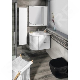 Sapho Pulse - Armoire miroir avec éclairage LED, 750x800x170 mm, droite, blanc/anthracite PU078-3034