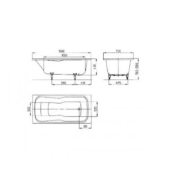 Kaldewei Ambiente - Baignoire rectangulaire Dyna Set 624, 1500x750 mm, antidérapante sur toute la surface, blanche 226634010001