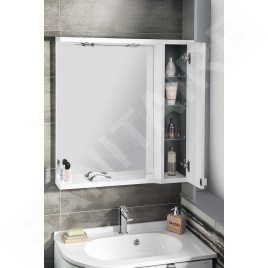 Sapho Pulse - Armoire miroir avec éclairage LED, 750x800x170 mm, droite, blanc/anthracite PU078-3034