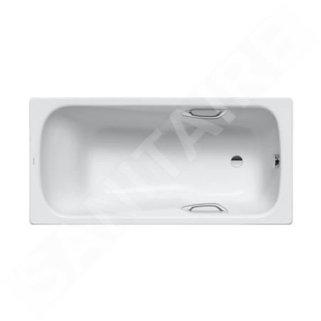 Kaldewei Ambiente - Baignoire rectangulaire Dyna Set Star 627, 1600x700 mm, avec trous pour poignées, effet Perl, blanc