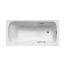 Kaldewei Ambiente - Baignoire rectangulaire Dyna Set Star 627, 1600x700 mm, avec trous pour poignées, antidérapant, effet Perl,