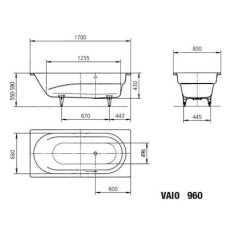 Kaldewei Ambiente - Baignoire Vaio 960, 1700x800 mm, antidérapante sur toute la surface, blanche 234034010001