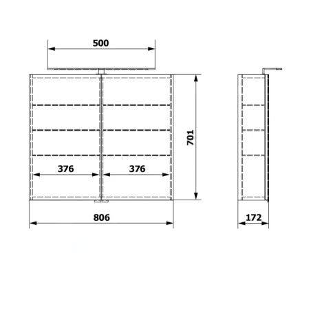Sapho Riwa - Armoire miroir avec éclairage LED, 810x700x170 mm, blanc brillant RIW080-0030