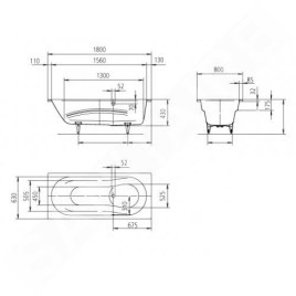 Kaldewei Ambiente - Baignoire Vaio Set 946, 1800x800 mm, blanc 234600010001