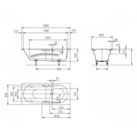 Kaldewei Ambiente - Baignoire Vaio Set Star 947, 1800x800 mm, trous pour poignées, antidérapant, blanc 234730000001