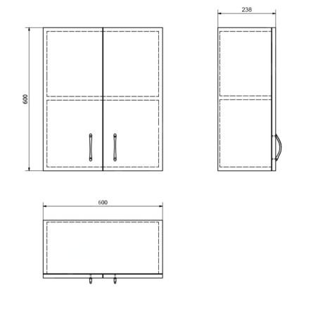 Aqualine Simplex Eco - Armoire supérieure 600x600x238 mm, 2 portes, blanc SIME535